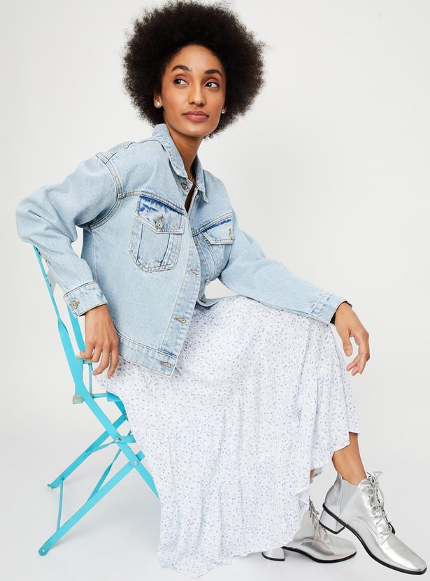 Women Solid Cotton Denim Jacket