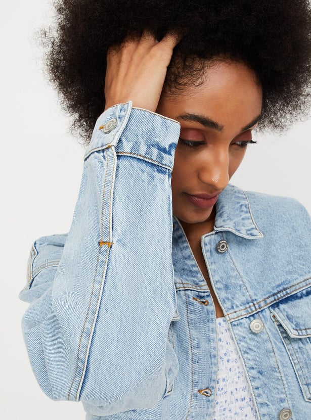 Women Solid Cotton Denim Jacket