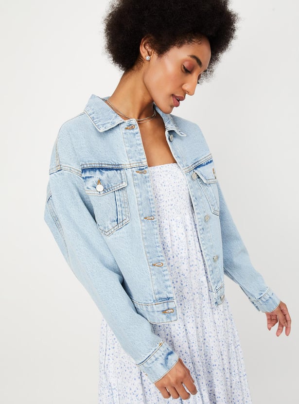 Women Solid Cotton Denim Jacket