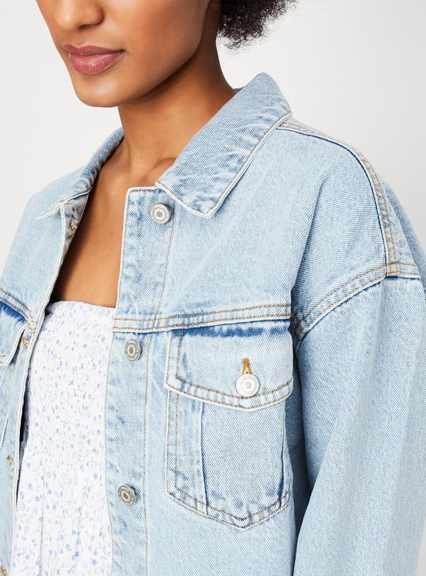 Women Solid Cotton Denim Jacket