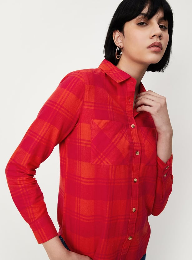 Women Checked Yarn Dyed Shirt
