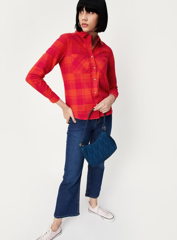 Women Checked Yarn Dyed Shirt