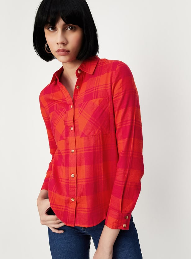 Women Checked Yarn Dyed Shirt