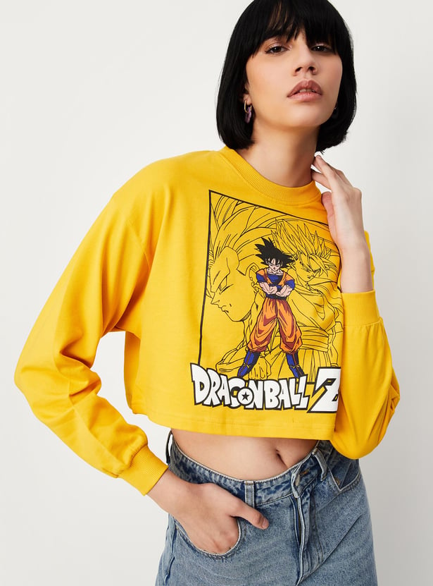 Women Dragon Ball Z Printed Cropped Sweatshirt