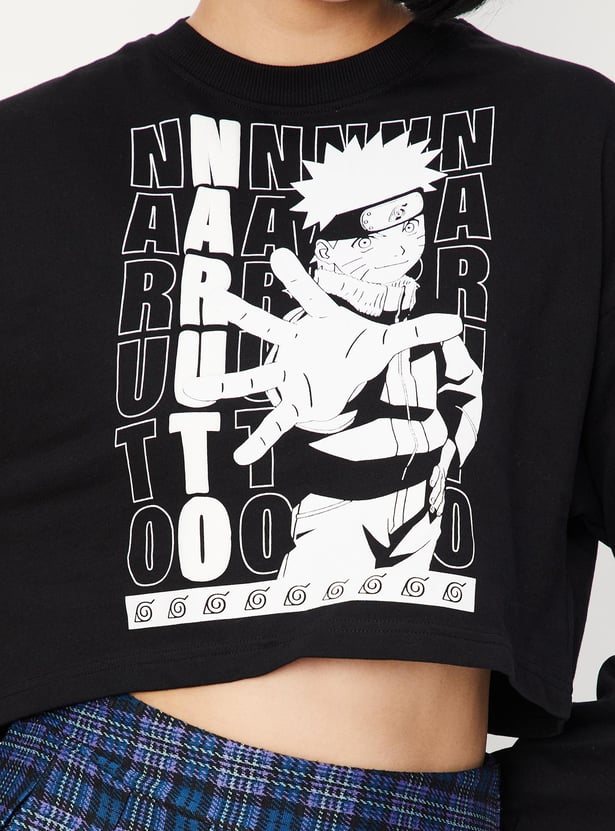 Women Naruto Printed Cropped Sweatshirt