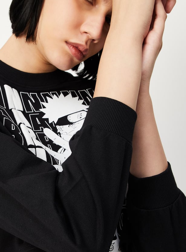 Women Naruto Printed Cropped Sweatshirt