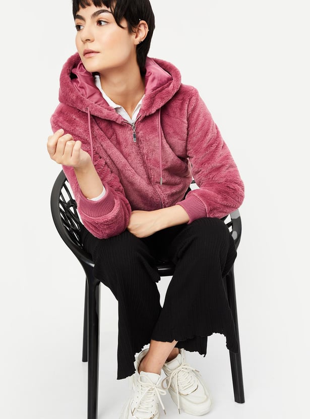 Women Fur Textured Hoodie