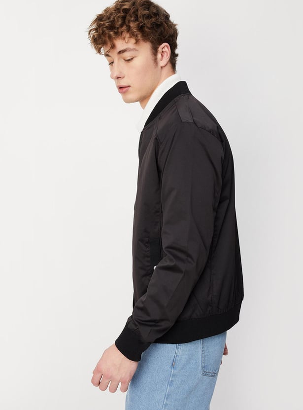 Men Solid Bomber Jacket