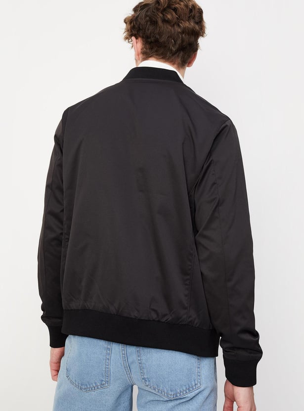 Men Solid Bomber Jacket