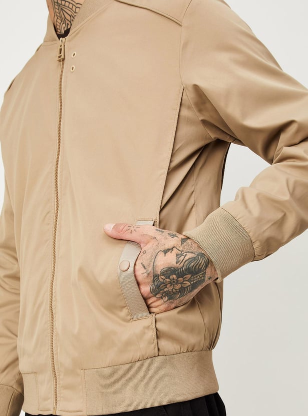 Men Solid Bomber Jacket