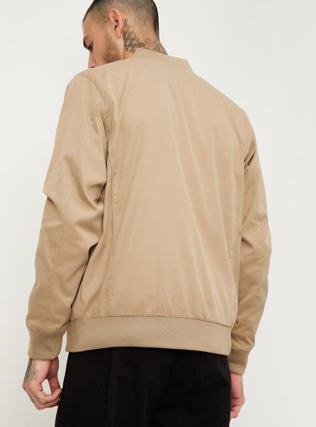 Men Solid Bomber Jacket