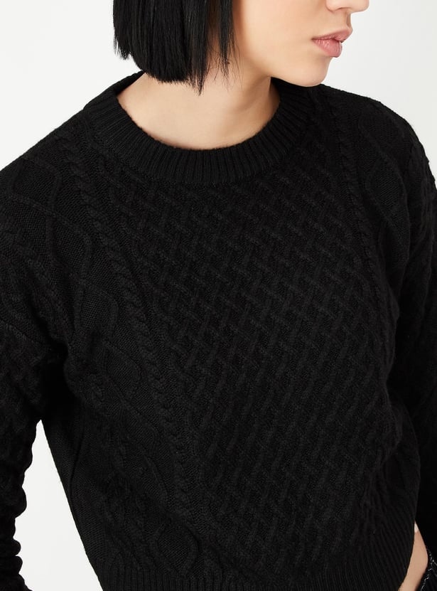 andmary Kiki cable loose knit black Cable-knit cardigan - Black