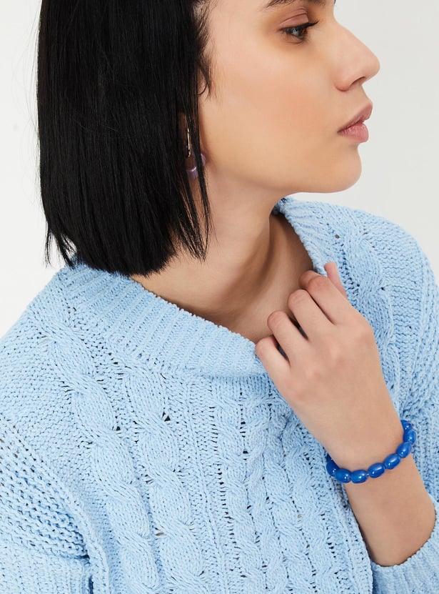 Women Cable Knit Cropped Sweater