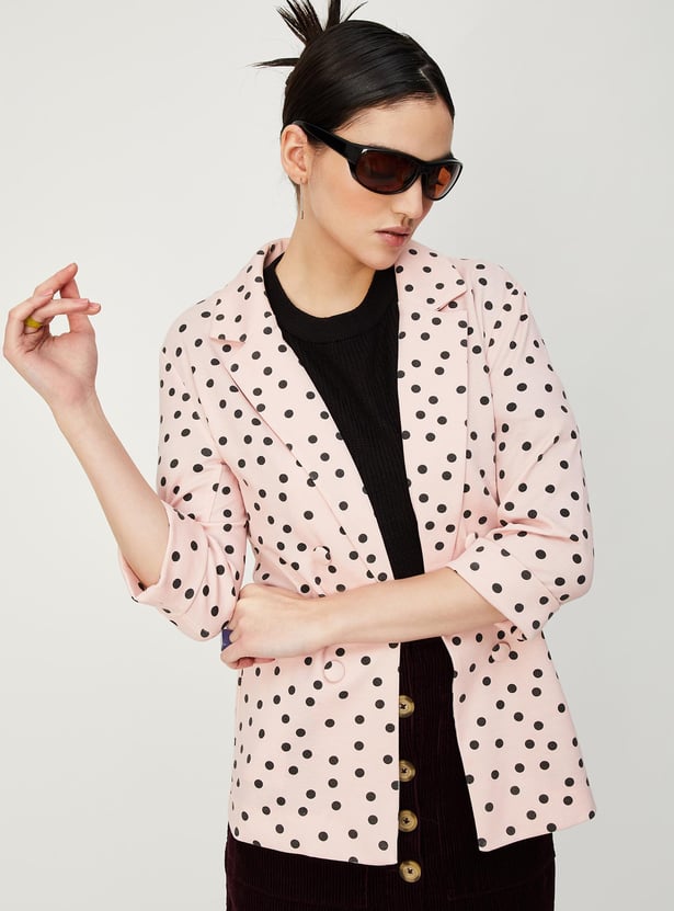 Women Polka Dot Printed Blazer