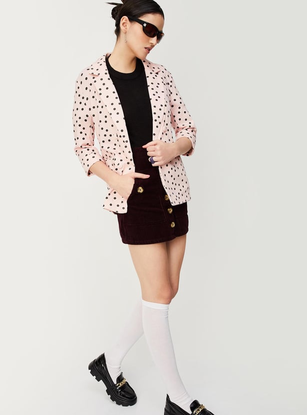 Women Polka Dot Printed Blazer