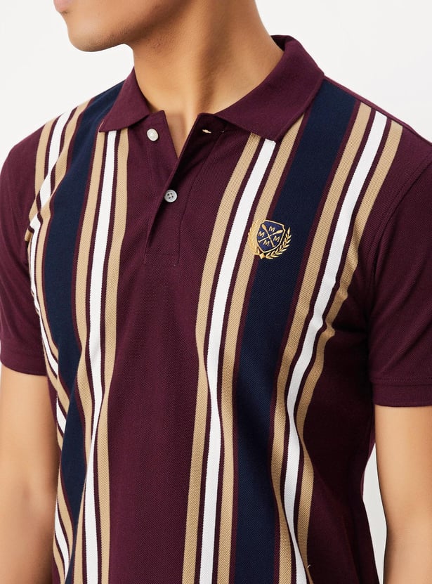 Men Slim Fit Striped Polo T-shirt