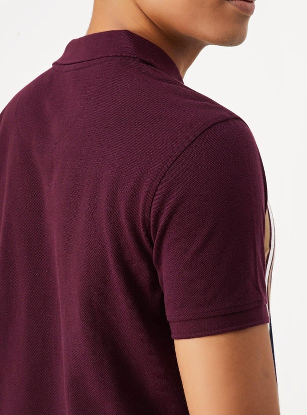 Men Slim Fit Striped Polo T-shirt