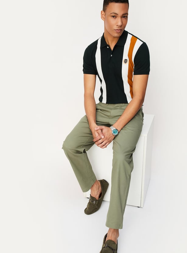 Men Striped Slim Fit Polo T-shirt