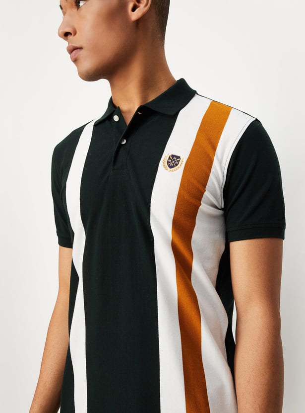 Men Striped Slim Fit Polo T-shirt