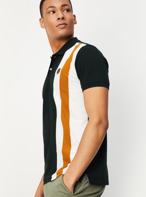 Men Striped Slim Fit Polo T-shirt