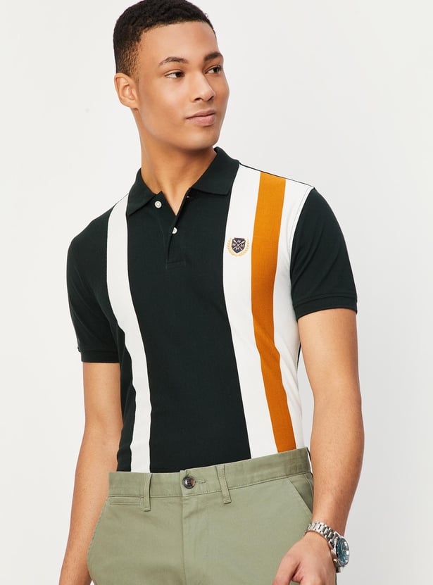 Men Striped Slim Fit Polo T-shirt