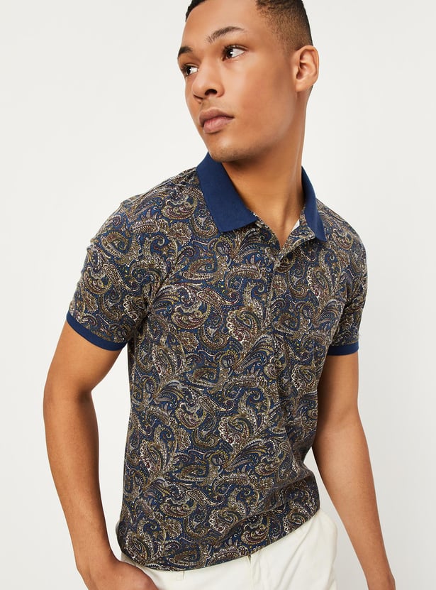 Men Slim Fit Printed Polo T-shirt