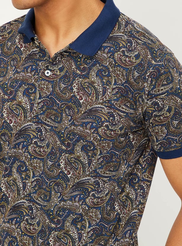 Men Slim Fit Printed Polo T-shirt