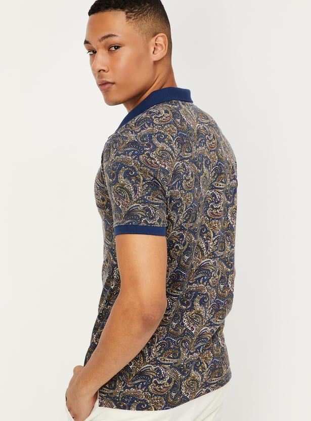 Men Slim Fit Printed Polo T-shirt