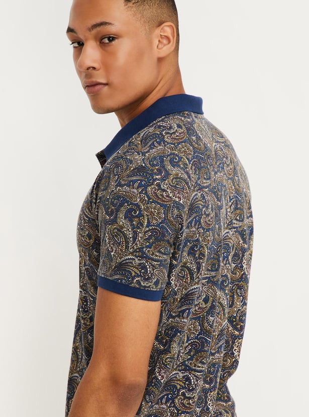 Men Slim Fit Printed Polo T-shirt