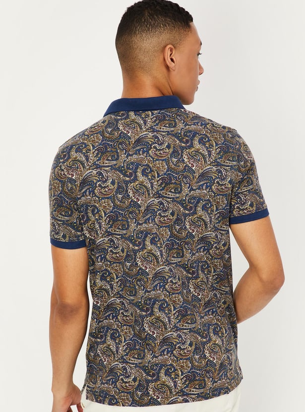 Men Slim Fit Printed Polo T-shirt