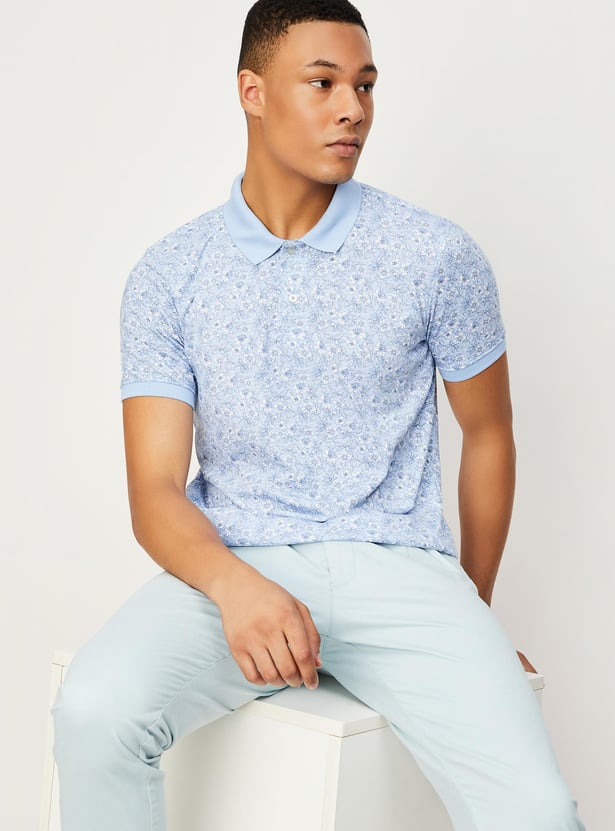 Men Slim Fit Printed Polo T-shirt
