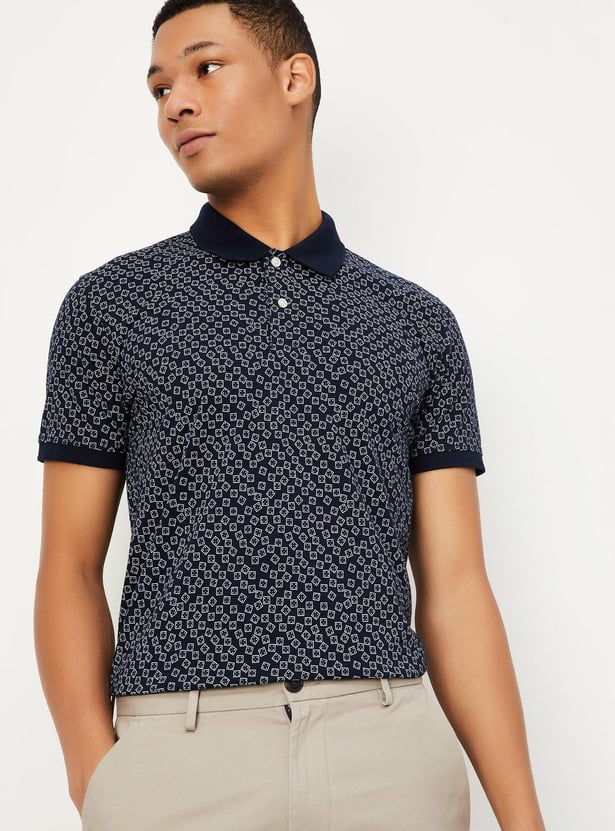 Men Slim Fit Printed Polo T-shirt