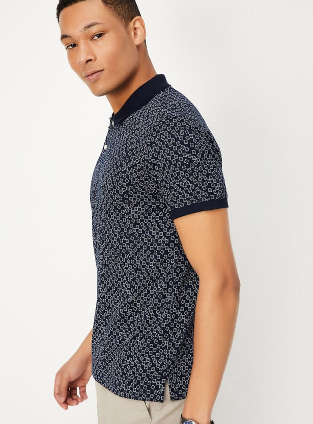 Men Slim Fit Printed Polo T-shirt
