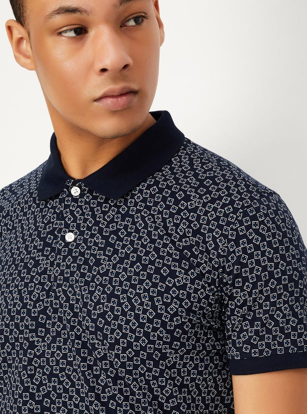 Men Slim Fit Printed Polo T-shirt