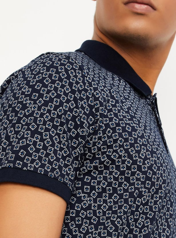Men Slim Fit Printed Polo T-shirt