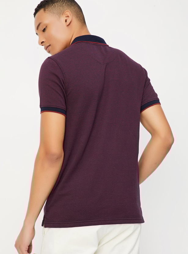 Men Slim Fit Contrast Collar Polo T-shirt
