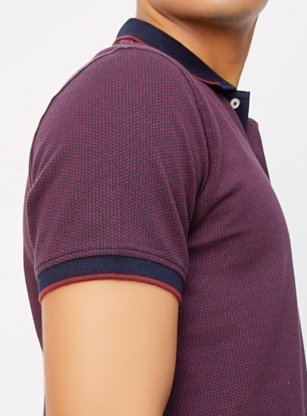 Men Slim Fit Contrast Collar Polo T-shirt