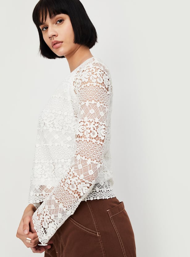 URB_N Women Crochet Full Sleeve Top