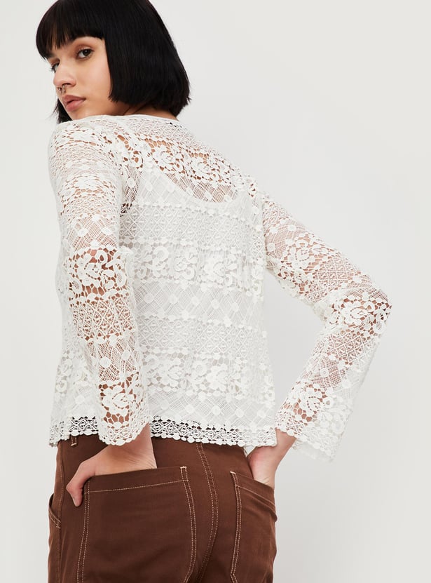 URB_N Women Crochet Full Sleeve Top