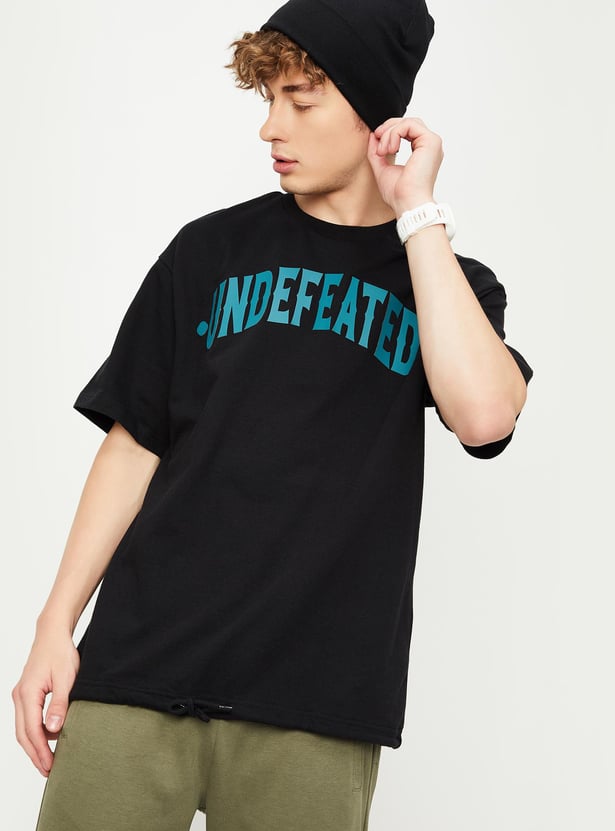 Men Oversized Typographic Print T-shirt