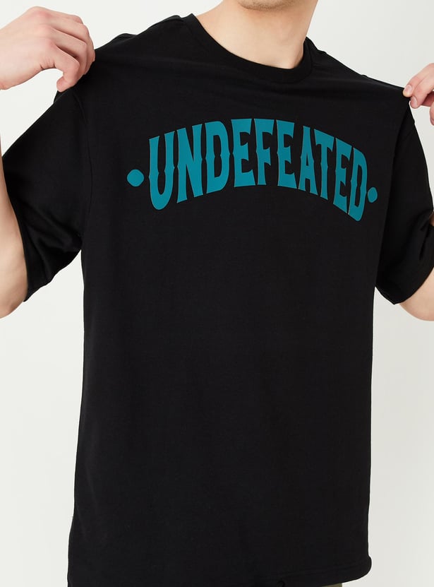 Men Oversized Typographic Print T-shirt