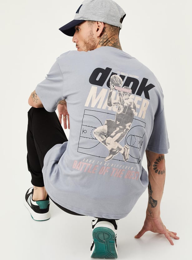 Men Oversized Back Print T-shirt