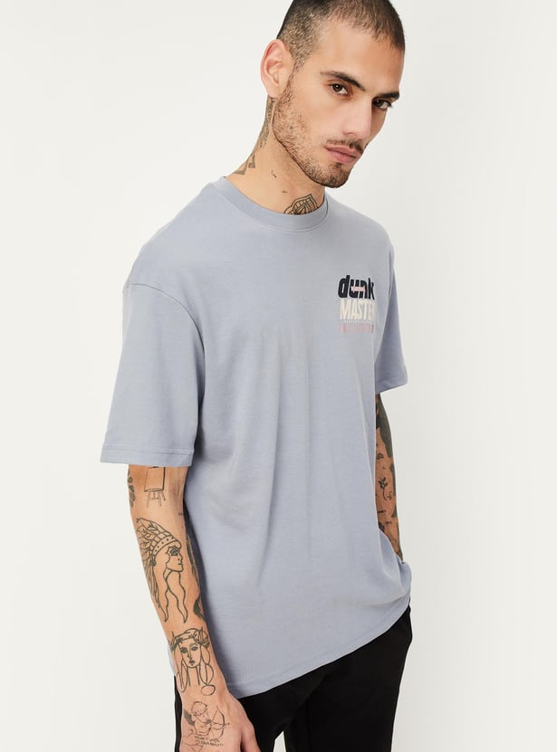 Men Oversized Back Print T-shirt