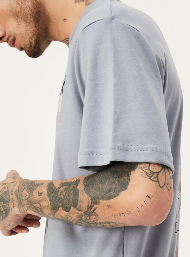 Men Oversized Back Print T-shirt