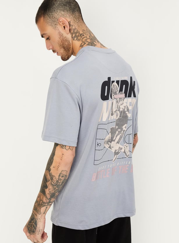Men Oversized Back Print T-shirt