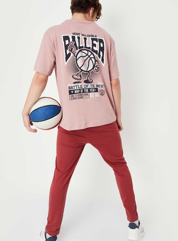 Men Oversized Back Print T-shirt