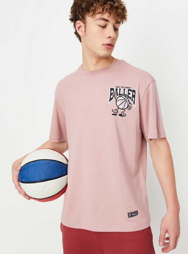 Men Oversized Back Print T-shirt