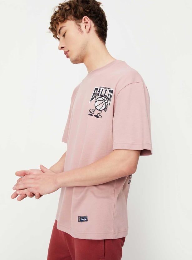 Men Oversized Back Print T-shirt