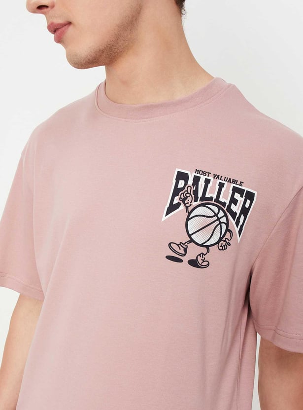 Men Oversized Back Print T-shirt