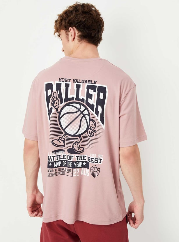 Men Oversized Back Print T-shirt